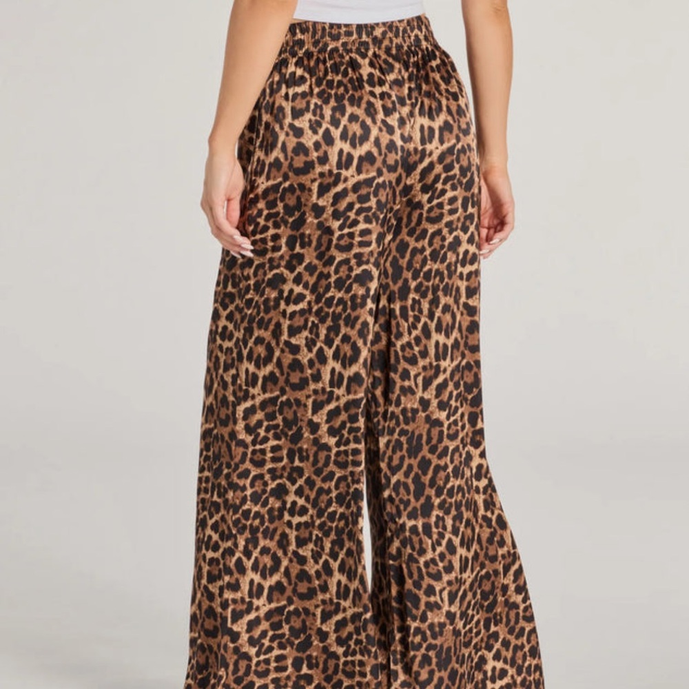 New new women's fall leopard print palazzo pants - wide leg ankle length medium